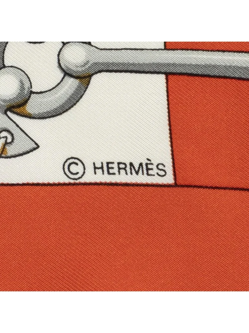 Hermes Scarf Red Gold White Silk